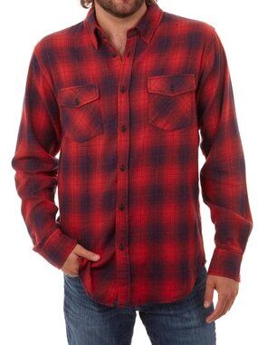 PX Red Buffalo Check Print Flannel Button Up Shirt